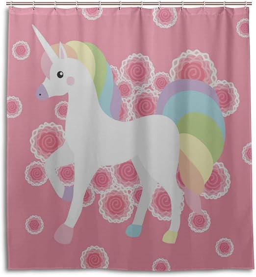 HUDIAI Cortina de Ducha Accesorios de baño Dulce Unicornio ...
