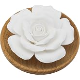 OYWOBET Flower Rose Ceramic Essential Oil Mini Diffuser, Wooden Pallet | Handmade Flower Rose Ceramic Non-Electric Passive Aromatherapy Diffuser, Decorative Diffusers for Desk/Office/Home Room/Gift