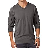 Wihion Men's Long Sleeve V-Neck Tee Shirt Tops with Pocket