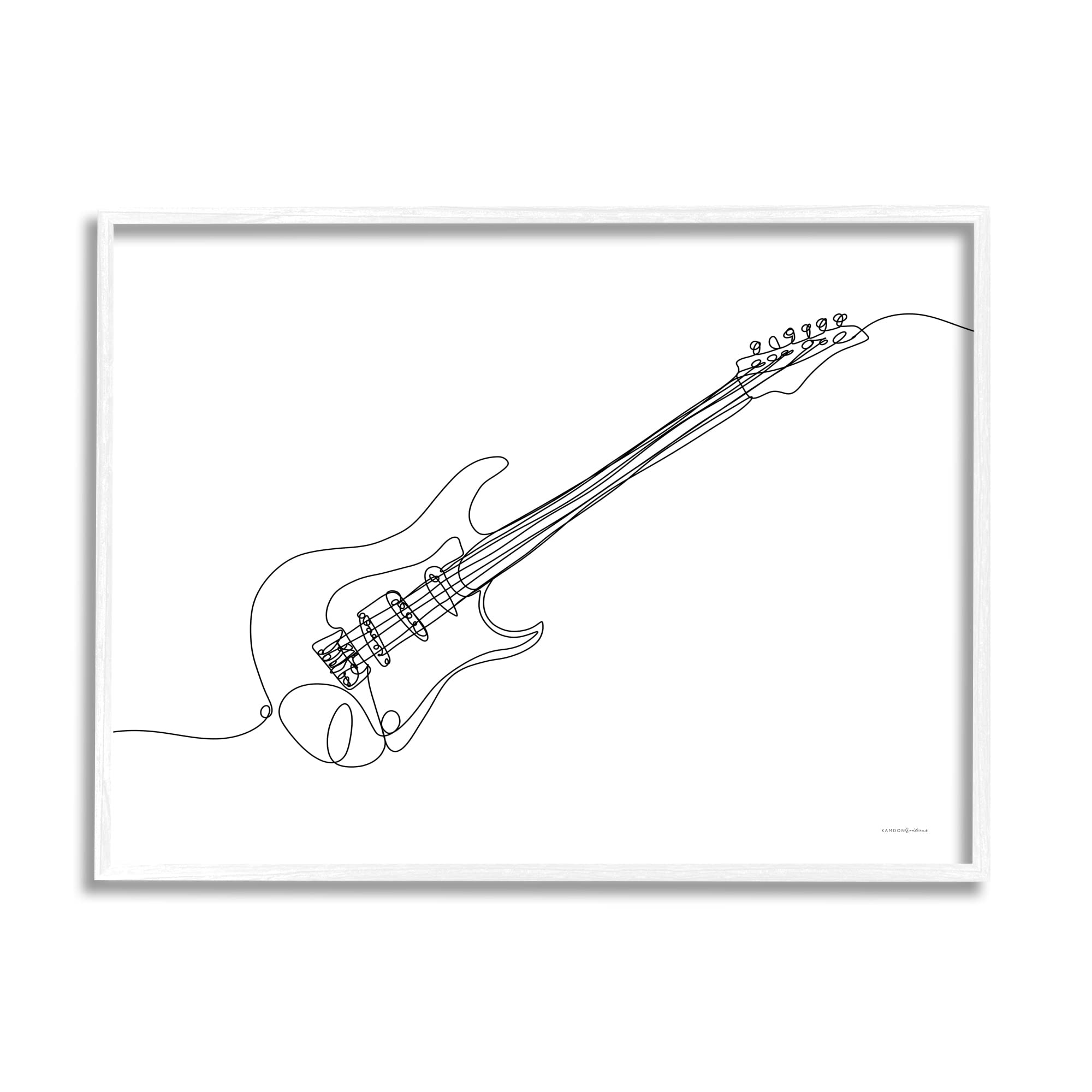 Stupell Industries Guitar Line Doodle Musical Instrument Framed Giclee Art, Design by Kamdon Kreations