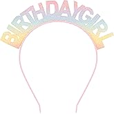 Canitor Rainbow Birthday Girl Headband Crown Tiara Hat Happy Birthday Party Decoration Favor Gifts for Women Princess
