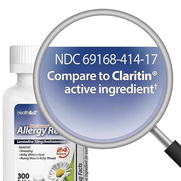 HEALTHA2Z® ALLERGY RELIEF | LORATADINE 10MG | ANTIHISTAMINE | NON-DROWSY | RELIEF FROM ITCHY THROAT, SNEEZING, RUNNY NOSES | 24-HOURS ALLERGY MEDICINE (300 TABLETS)