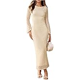 Floerns Women's Elegant Swiss Dots Bell Sleeve Fishtail Midi Dress Wedding Guess Dresses
