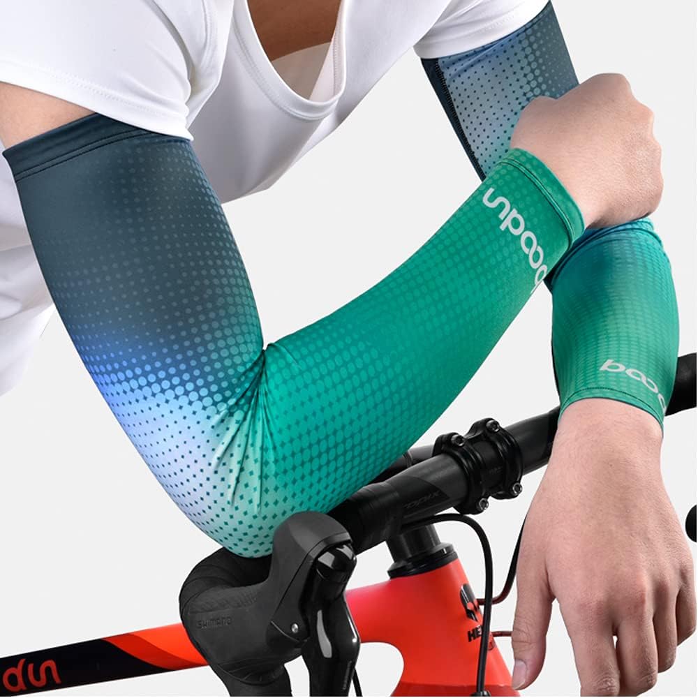 BOODUN Cycling Outdoor Sports Sleeves for Arms Men Women UPF 50+ UV Protection Cooling Sleeves (Blue Green, L/XL): Clothing