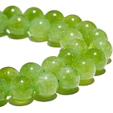 8mm Natural Green Peridot Gemstone Beads Polished Round Smooth Stone Beads for Bracelets Jewelry Making 15inch Loose Beads