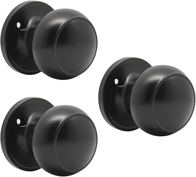 Probrico Single Dummy Door Knobs Black Flat Ball Left Right Handed Door