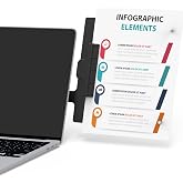 HAUTOCO Monitor Mount Document Clip, Document Holder for Typing Clips to Laptops &amp; Monitors, Adjustable Removable Stand, Adhesive Mounts Left or Right, Holds Up to 10 Sheets for Recipes, Study, Office