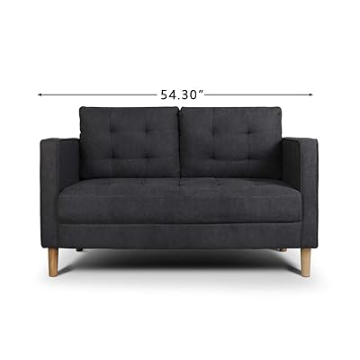AODAILIHB Modern Tufted Cushion Loveseat Sofa, Dark Grey 54.3"