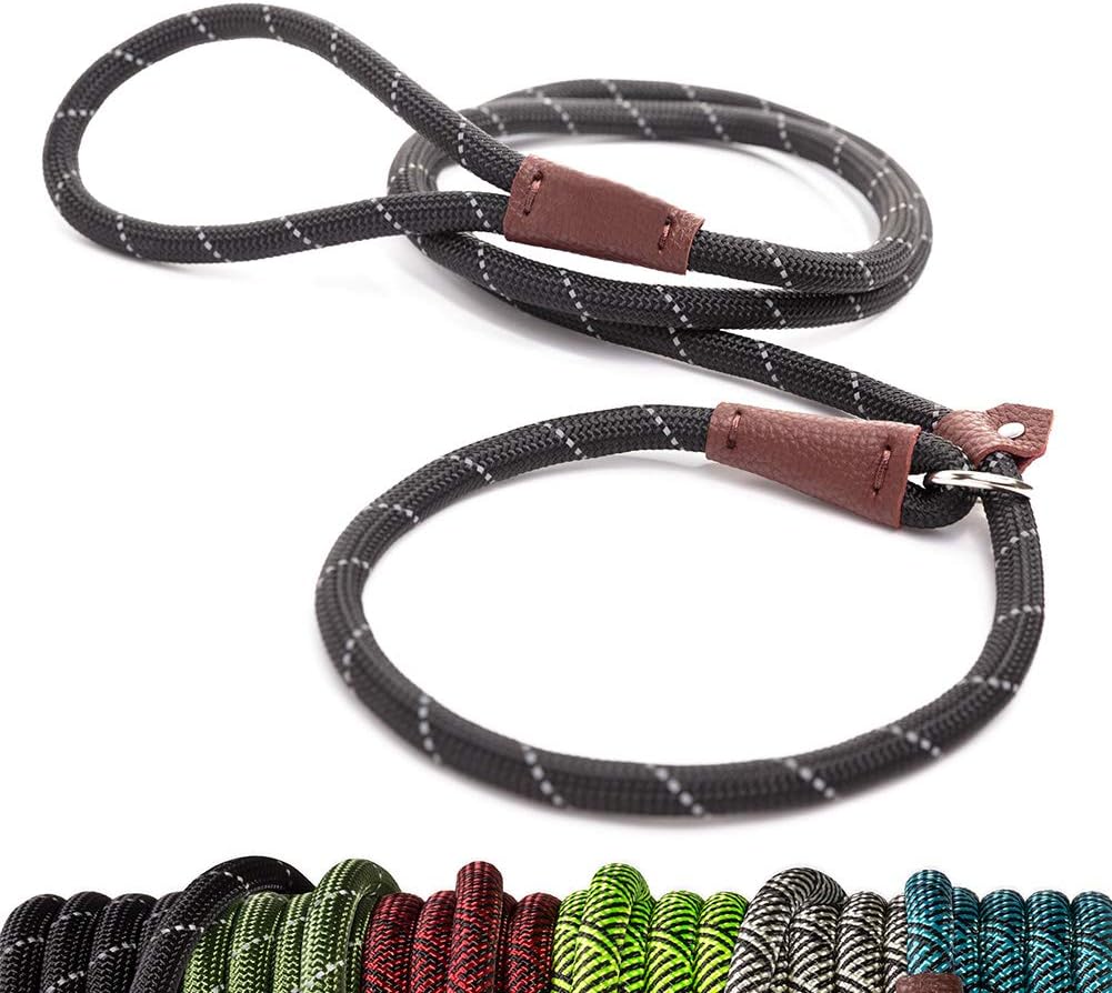 Extremely Durable Dog Rope Leash, Premium Quality Mountain Climbing Rope Lead, Strong, Sturdy Comfortable Leash Supports the Strongest Pulling Large Medium Dogs 6 feet (72 Inch, Black)