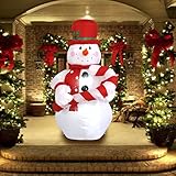 SEASONBLOW 4 Ft Inflatables Christmas Snowman with Hat, Hold Candy Stick Decorations Indoor Outdoor for Party Home Yard Lawn
