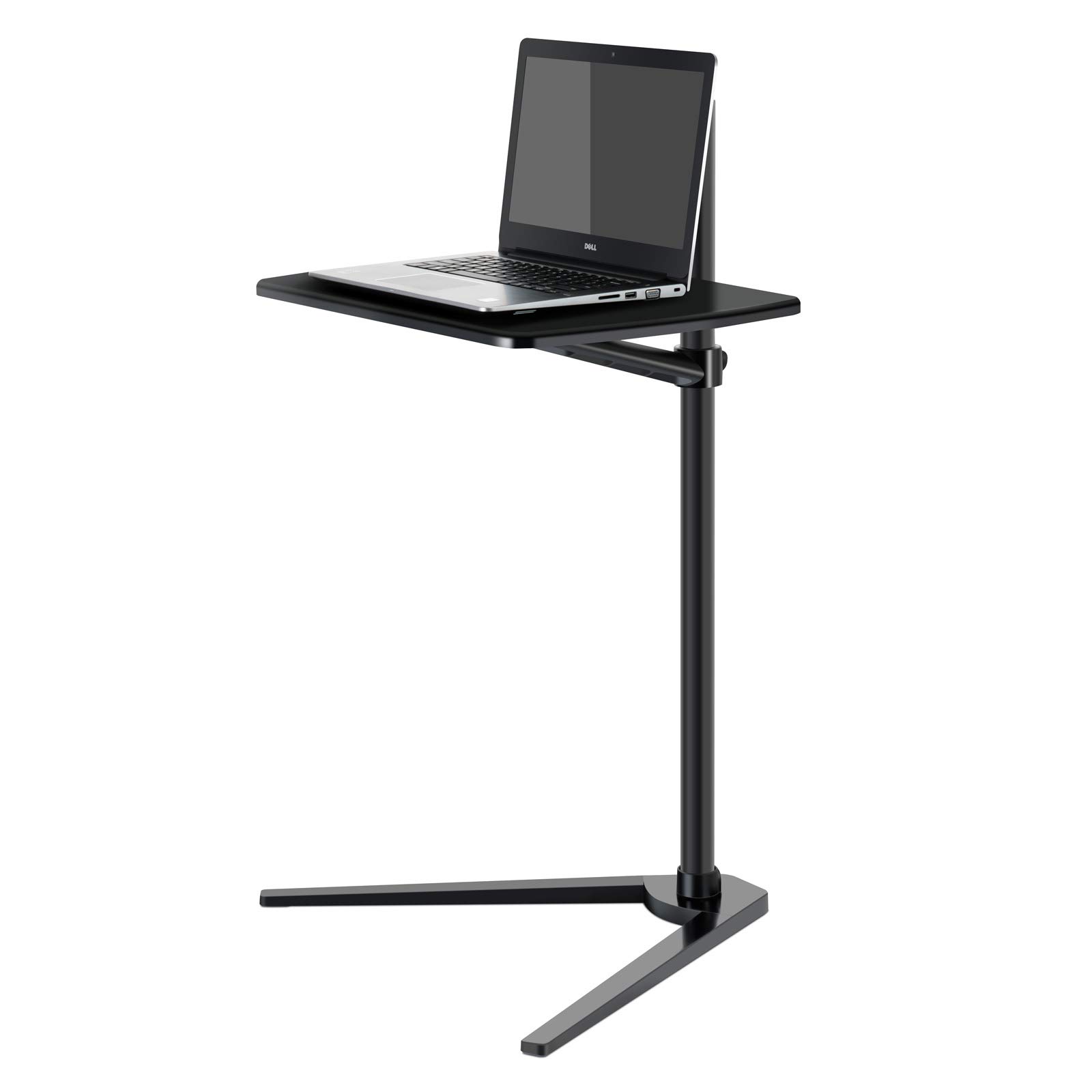 Thingy Club Overbed Table Stand, Height Adjustable Tray Side Table for Bed or Sofa Laptop Desk (Black- Black Board)