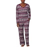 Nautica Women's 2 Piece Fleece Pajama Sleepwear Set (X-Large, Purple)