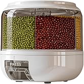 Gagee Rotating Grain Storage Container, 6 Grids | 360° Rotating, Rice Dispenser, Proof Food Storage Organizer, For Grains, Be