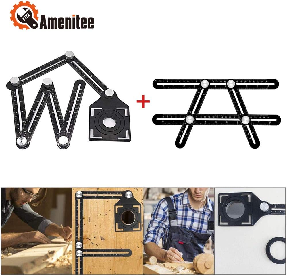 Amenitee Angle Measuring Tool - Universal Ruler - Full Metal Multi Angle Measuring Tool-Upgraded Aluminum Alloy Ruler