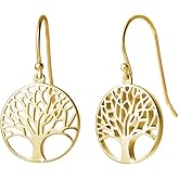 AGVANA Gold Plated Sterling Silver Tree of Life Pendant Necklace Earrings for Women Dainty Family Tree Jewelry for Her Anniversary Birthday Gifts for Mom Wife Lover Grandma Her, 16+2 Inches