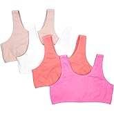 Fruit of The Loom Girls 4-Pack Cotton Built-up Stretch Sports Bra
