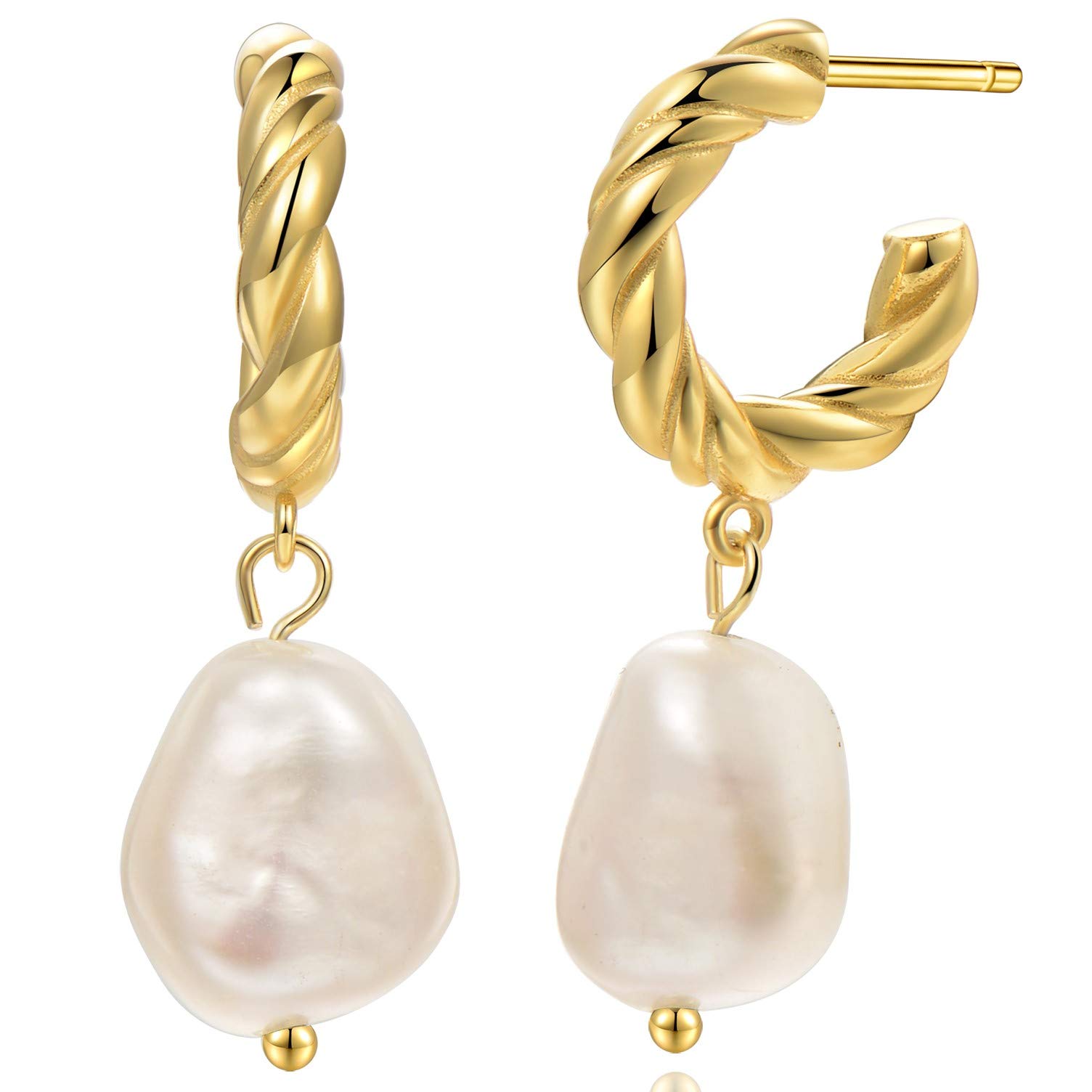 Embolden JewelryBaroque Pearl Earrings [.925 Sterling Silver] - Vintage/Art Deco/Gala/Evening Wear/Elegant/Ballroom/Bridal