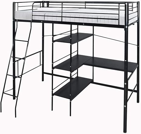 Amazon De The Fellie Hochbett Mit Schreibtisch Doppelbett Metall Hochbett Fur Kinder Erwachsene Metall Hochbett Mit Schreibtisch