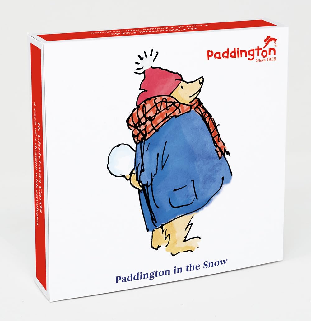 Museums & Galleries Christmas Cards Box Paddington Bear - 16 Cards in 4 Designs Made in the UK, White, 145 x 145 mm