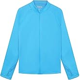 Poekuao Boys Toddler Rash Guard Long Sleeve Zip Up UPF 50+ Sun Protection UV Shirts Quick Dry Kids SPF Swim Shirt Thumb Hole