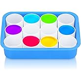 Buachois 12 Pack Paint Cups with Lids,No Spill Painting Cups with Storage Box,Reusable Paint Water Cup,Washable Paint Mix Cups Kids Painting Tools for Classroom Arts Crafts Supplies