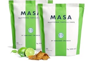ANCIENT CRUNCH MASA Chips - Lime Flavored Tortilla Chips, Handmade Corn Chips & Crisps - Naturally Grown Yellow Corn, Grass Fed Tallow & Sea Salt Tortilla Chips - Seed-Oil Free Tortilla Chips - 2 Pack, 5 Ounce Each