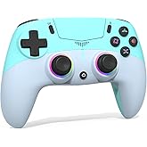 MWCG Wireless LED Controller for PS5, Compatible with PS5 Pro/Slim/PC, Dual Vibration, Modded Function, 8 Light Modes, 3.5mm Audio Jack, 6-Axis Motion Contro Gamepad with Speaker