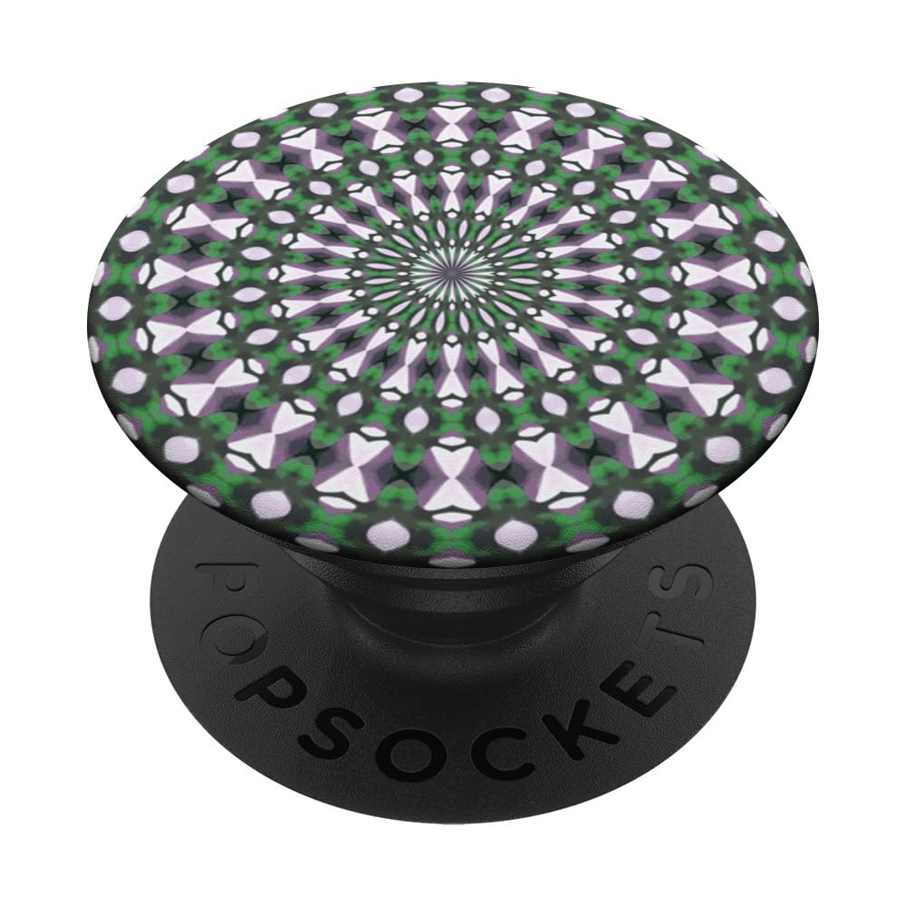 Symmetrical Geometric Design 13 Green Purple White PopSockets Swappable PopGrip