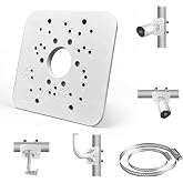 Universal Metal Security Camera Vertical Pole Mount Bracket with 4 Loops | Adjustable Clamp, Heavy Duty Metal, Multi Clamp Loops, Wide Compatibility, Anti Rust Coating, Easy Installation