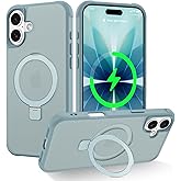 CHAOFEnG Magnetic Compatible with iPhone 17 Case with Stand [Military Grade Drop Tested][Compatible with Magnet] Ring Translucent Slim Hard Back Soft Edge, Teal Green