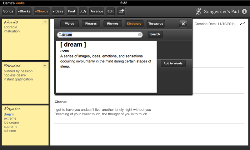 Songwriter's Pad - Songwriting App with Rhyme Dictionary - Thumbnail 4