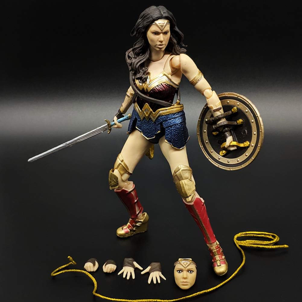 HUANIU Toy Model Wonder Woman Statue Cool Character Model Joint Movable Toy Model Doll Movie Anime Model Child Gift Decoration A-15CM
