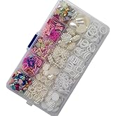 Chenkou Craft Random 700pcs Love Heart Bow Teardrop Bead Rose Sunflower Rhinestone Loose Bead DIY Flat Back Beads Assorted Lots + Plastic Box