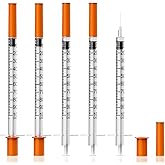 Insulin Syringes, 1cc 31 Gauge 5/16 Inch Insulin Syringe and Needle, Individual Wrapped, 100 Pack