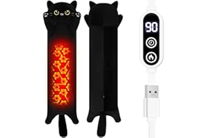 Sprinqdawin Black Cat Plush USB Heating Pad for Period Cramps and Menstrual Pain Relief