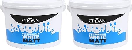 Crown Matt Emulsion Pure Brilliant White Wall Ceiling Paint Pack