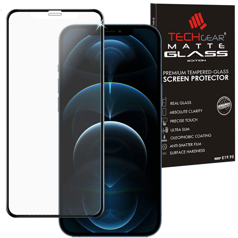 TECHGEAR Anti Glare Screen Protector for iPhone 12 Pro Max - MATTE 3D GLASS Edition Genuine Tempered Glass Full Screen Protector Guard Cover Compatible with iPhone 12 Pro Max 6.7"