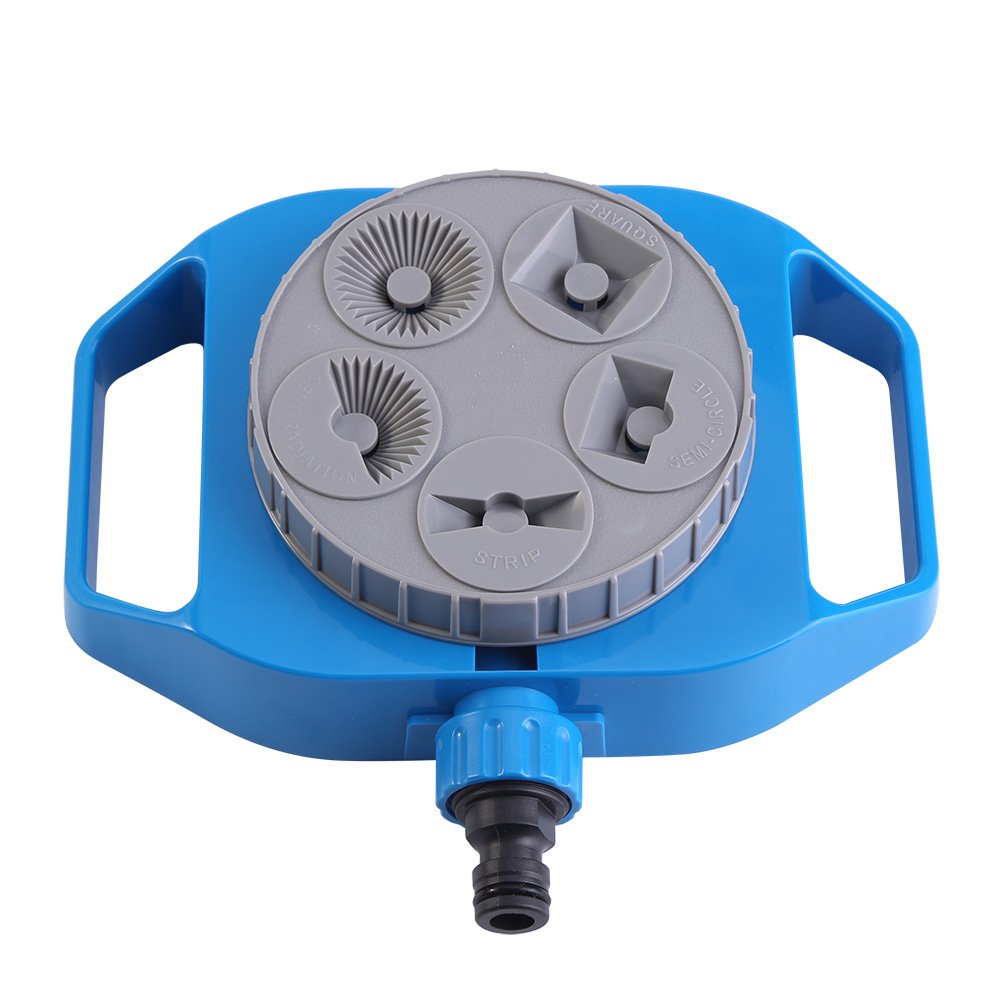 Lawn Sprayer Sprinkler, Plastic 5-Pattern Turret Sprinkler Garden Irrigation Outdoor Cooling Sprayer Sprinkler for Kids