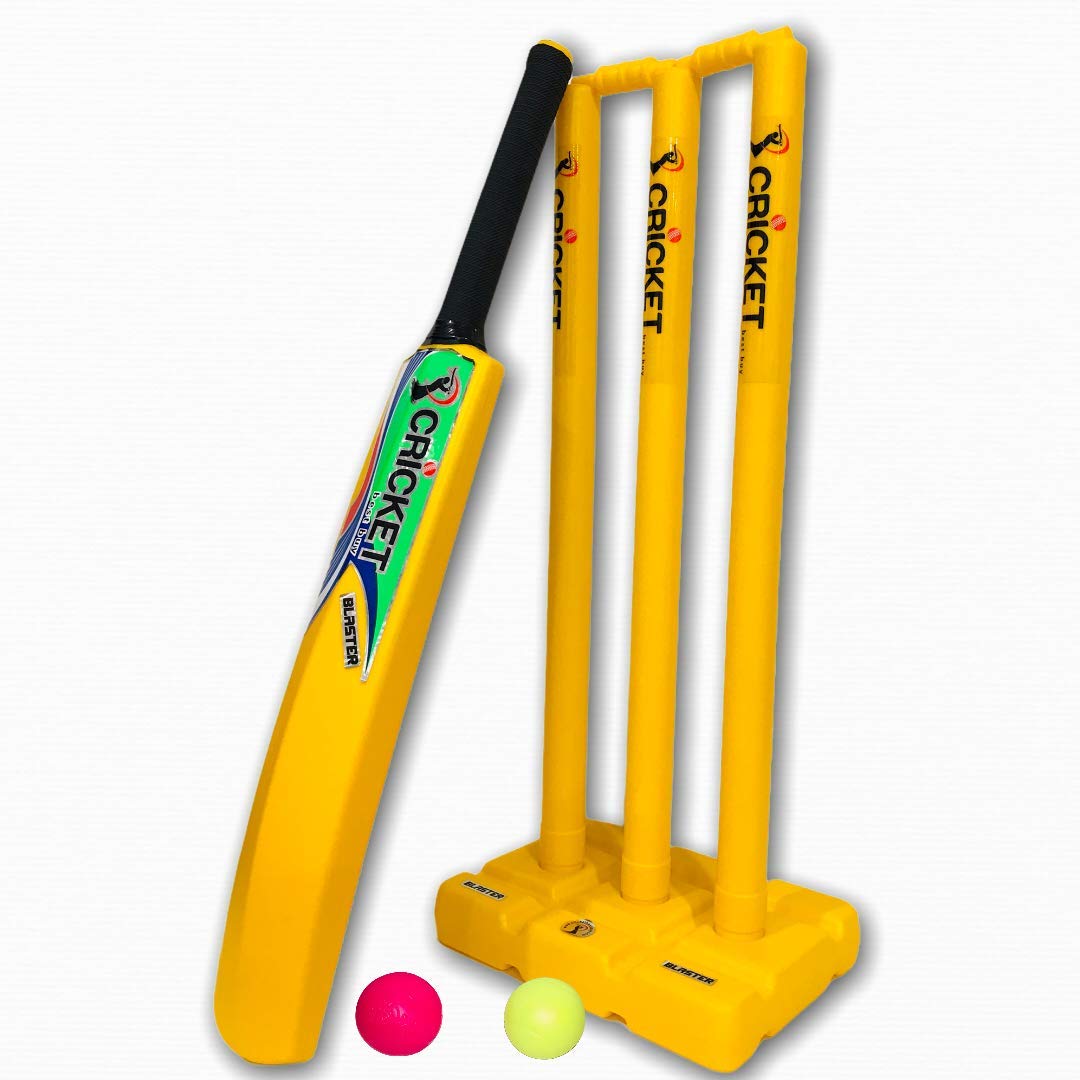 Cricket Beach Plastic Set Blaster Yellow for Kids & Adult Bat, Ball, Stumps & Bag