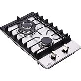 Anlyter 12 Inch Gas Cooktop, 2 Burners Built-in Gas Stovetop Stainless Steel Gas Stove Top Propane/Natural Gas Convertible Sealed Gas Cooktop for RVs, Apartments, Outdoor