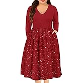 RITERA Plus Size Dresses for Curvy Women Long Sleeve Dress High Waisted Fall Winter Flowy Casual Dress XL-5XL