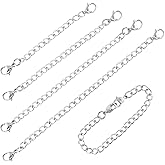 Necklace Extenders,2/4/6/8 Inches 4Pcs Necklace Extenders Silver Stainless Steel Chain Silver Necklaces Extender Thin Chain Extension Chains for Jewelry Making Silvery Necklaces Bracelet Anklet