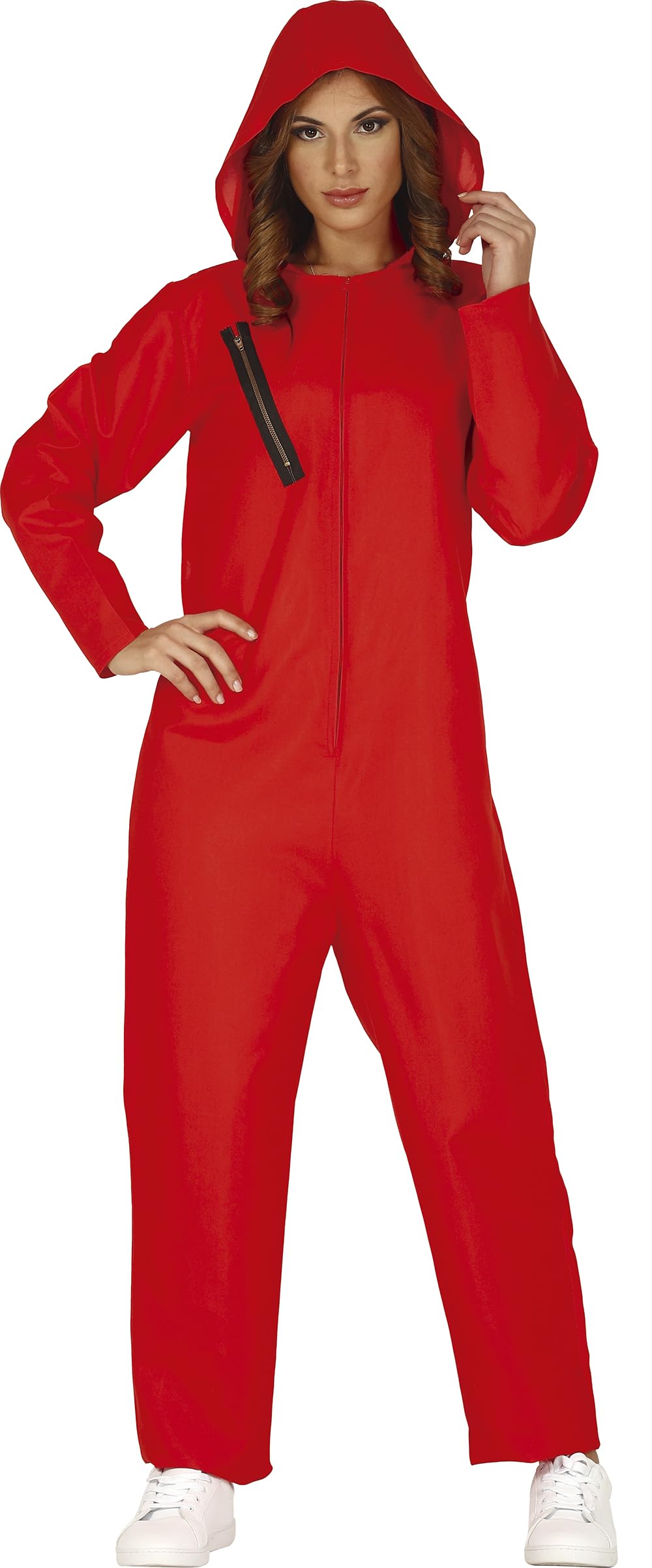 FIESTAS GUIRCA | Hooded Convict Fancy Dress (10-12/M) - Jumpsuit and Hood for Women - Prisoner and Thief Costumes for Halloween, Carnival and Fancy Dress Parties - Ideal for Adults - Red