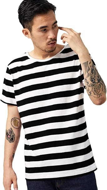 baggy black and white striped shirt