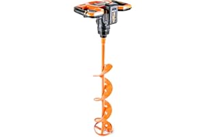 SuperHandy 48V Cordless Ice Auger with 8" Steel Bit, 40" Ice Drilling Depth& Brushless Motor - Includes Battery & Charger