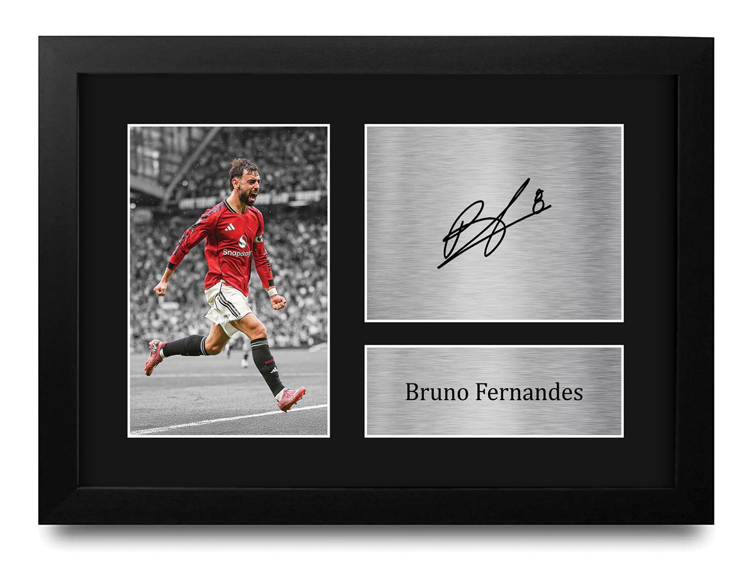 HWC Trading BLK FR Bruno Fernandes Gifts Printed Signed Autograph Picture for Fans and Supporters - A4 Framed