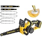 12"+16" 2-IN-1 Brushless Electric Chainsaw Cordless Compatible with Dewalt 20V MAX Battery, Battery Powered Chainsaw with Auto Oiler, 2x 12''+16'' Chains for Tree/Wood Cutting Pruning-ONLY TOOL