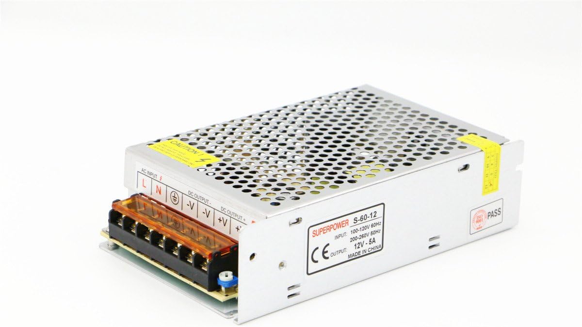 Lianshi 12V 5A 60w Switching Power Supply Short Circuit and Overload Protection Converter Transformer for Industrial Automation LED Surveillance CCTV Printer AC220V to DC12V
