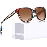 CARFIA Square Polarized Sunglasses for Women UV Protection, Italian Design Retro Embossed Pattern Wire Core Driving Shades
