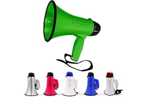 Technical Pro 20 Watts Lightweight Portable 300M Range Megaphone Bullhorn with Strap, Siren, and Volume Control, Good for Tra